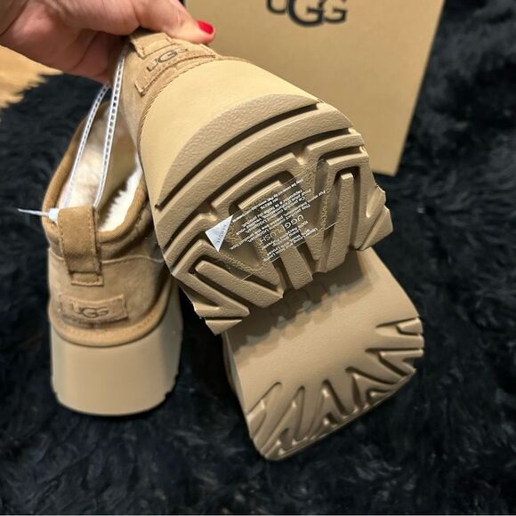 UGG mustard seed wool platform heeled ankle boots booties shoes women’s 9 new - Picture 5 of 9